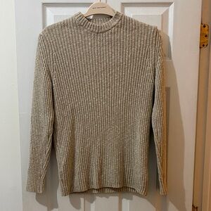 Zara Men's Tan Ribbed Crewneck Sweater